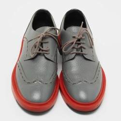 Pre Owned Balenciaga Grey Leather Lace Up Derby Size 39   