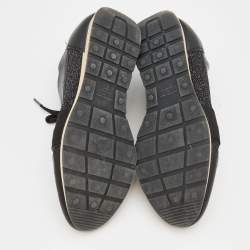 Pre Owned Balenciaga Black Leather and Fabric Race Runner Low Top Sneakers Size 39