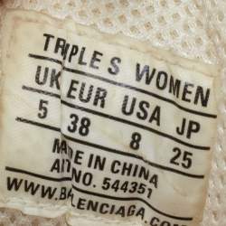 Pre Owned Balenciaga White/Pink Leather and Mesh Triple S Clear Sneakers Size 38