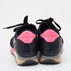 Balenciaga Black Leather and Knit Fabric Race Runner Sneakers Size 40