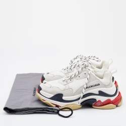 Pre Owned Balenciaga White Leather and Mesh Triple S Sneakers Size 36