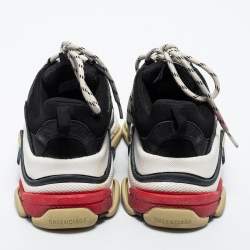 Pre Owned Balenciaga Black Mesh, Suede and Leather Triple S Sneakers Size 36
