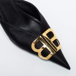 Balenciaga Black Satin Knife  Mules Size 39