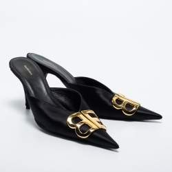 Balenciaga Black Satin Knife  Mules Size 39