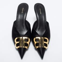 Balenciaga Black Satin Knife  Mules Size 39