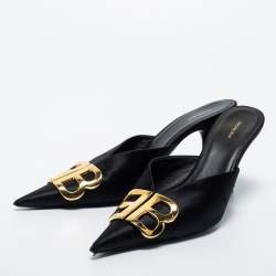 Balenciaga Black Satin Knife  Mules Size 39
