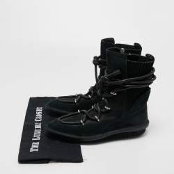 Pre Owned Balenciaga Black Suede Lace Up Ankle Boots Size 38