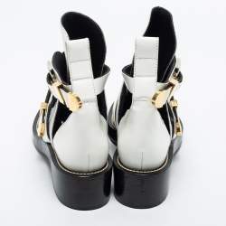 Pre Owned Balenciaga White Leather Ceinture Ankle Boots Size 39.5