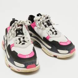 Pre Owned Balenciaga Multicolor Fabric and Leather Triple S Sneakers Size 38