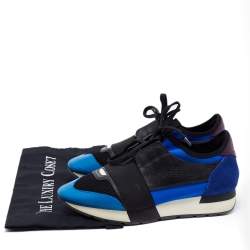Balenciaga Multicolor Leather and  Mesh Race Runner Sneakers Size 38