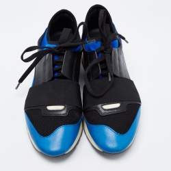 Balenciaga Multicolor Leather and  Mesh Race Runner Sneakers Size 38