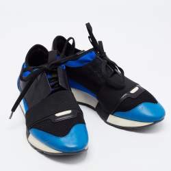 Balenciaga Multicolor Leather and  Mesh Race Runner Sneakers Size 38