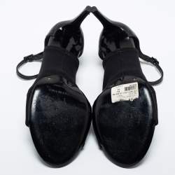 Pre Owned Balenciaga Black Leather and Fabric Glove Sandals Size 41
