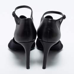 Pre Owned Balenciaga Black Leather and Fabric Glove Sandals Size 41