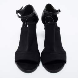 Pre Owned Balenciaga Black Leather and Fabric Glove Sandals Size 41