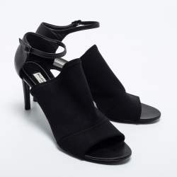 Pre Owned Balenciaga Black Leather and Fabric Glove Sandals Size 41