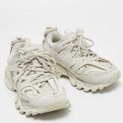 Balenciaga White Leather and Mesh Track Sneakers Size 37