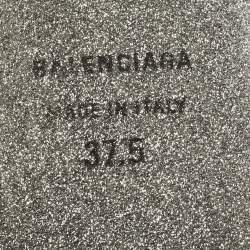 Pre Owned Balenciaga Silver Glitter Knife Pointed Toe Mules Size 37.5