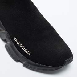 Pre Owned Balenciaga Black Knit Fabric Speed Trainer Sneakers Size 38