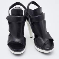 Pre Owned Balenciaga Black Leather Slingback Sandals Size 38.5