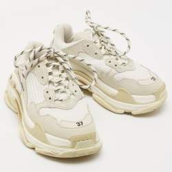 Pre Owned Balenciaga Tricolor Mesh and Leather Triple S Sneakers Size 37