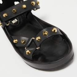 Pre Owned Balenciaga Black Leather Arena Platform Sandals Size 41