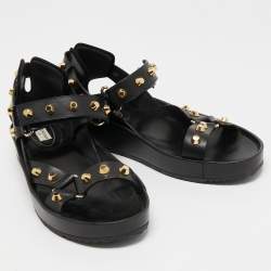 Pre Owned Balenciaga Black Leather Arena Platform Sandals Size 41