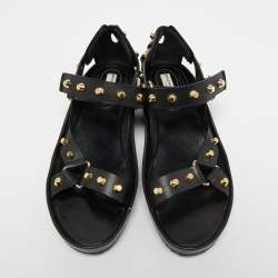 Pre Owned Balenciaga Black Leather Arena Platform Sandals Size 41