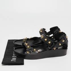 Pre Owned Balenciaga Black Leather Arena Platform Sandals Size 41
