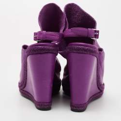 Pre Owned Balenciaga Purple Leather Glove Wedge Sandals Size 39