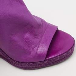 Pre Owned Balenciaga Purple Leather Glove Wedge Sandals Size 39