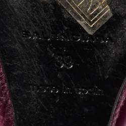 Pre Owned Balenciaga Purple Leather Glove Wedge Sandals Size 39