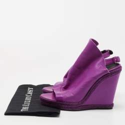 Pre Owned Balenciaga Purple Leather Glove Wedge Sandals Size 39