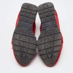 مملوكة مسبقًا Balenciaga Red Leather and Mesh Race Runner Low Top Sneakers Size 37