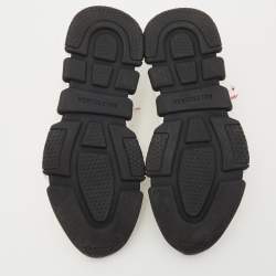 Pre Owned Balenciaga Off White Knit Fabric Speed Lace Up High Top Sneakers Size 40