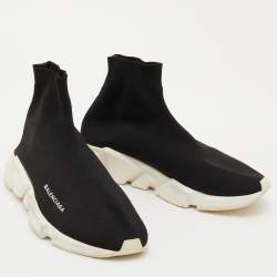 مملوكة مسبقًا Balenciaga Black Knit Fabric Speed Trainer Slip On Sneakers Size 40