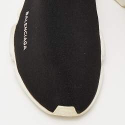 مملوكة مسبقًا Balenciaga Black Knit Fabric Speed Trainer Slip On Sneakers Size 40