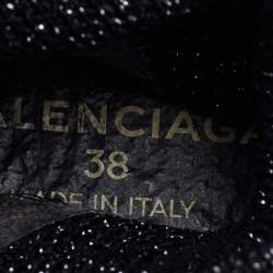 Pre Owned Balenciaga Black Shimmer Knit Fabric Speed Trainer Slip On Sneakers Size 38