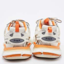 Balenciaga White/Orange Leather, Neoprene and Mesh Track Sneakers Size 40