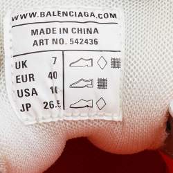 Balenciaga White/Orange Leather, Neoprene and Mesh Track Sneakers Size 40