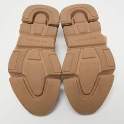 Pre Owned Balenciaga Light Brown Knit Fabric Speed Trainer Sneakers Size 36