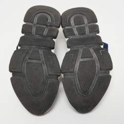 Pre Owned Balenciaga Navy Blue Knit Fabric Speed Trainer Sneakers Size 36