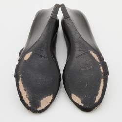 Pre Owned Balenciaga Black Leather Studded Arena Wedge Mules Size 38