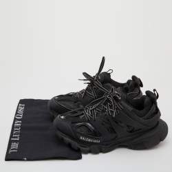 Pre Owned Balenciaga Black Neoprene, Leather and Mesh Track Sneakers Size 38