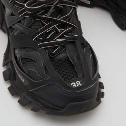 Pre Owned Balenciaga Black Neoprene, Leather and Mesh Track Sneakers Size 38