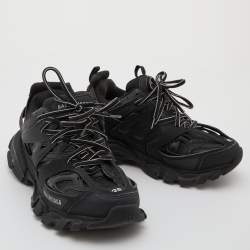 Pre Owned Balenciaga Black Neoprene, Leather and Mesh Track Sneakers Size 38