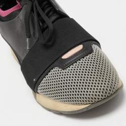 Pre Owned Balenciaga Tricolor Leather and Mesh Race Runner Sneakers Size 38