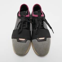 Pre Owned Balenciaga Tricolor Leather and Mesh Race Runner Sneakers Size 38