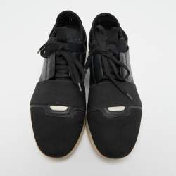 Balenciaga Black Leather and Mesh Race Runner Sneakers Size 39