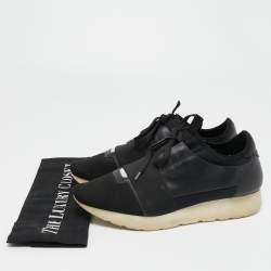 Balenciaga Black Leather and Mesh Race Runner Sneakers Size 39